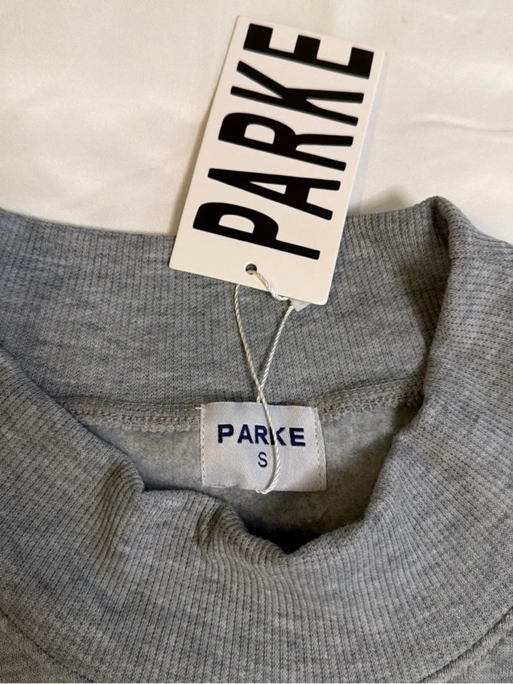 Oversized Gray Crewneck with Navy Lettering